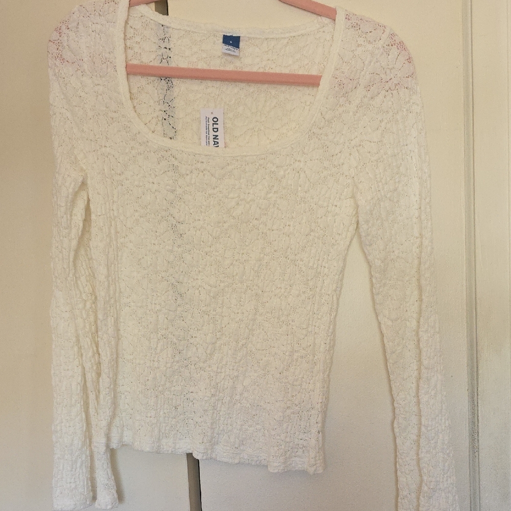 Old Navy Cream Lace Long Sleeve Top - Picture 1 of 1